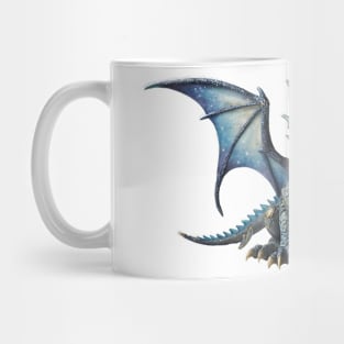 Realistic Artwork of a Cute Blue Baby Dragon with Starry Wings Mug